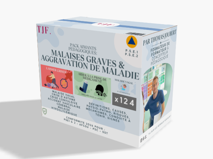 Malaises/maladies graves : 124 Aimants ludopédagogiques - Pack 5-en-1 (AVC, Asthme, Vagal...)