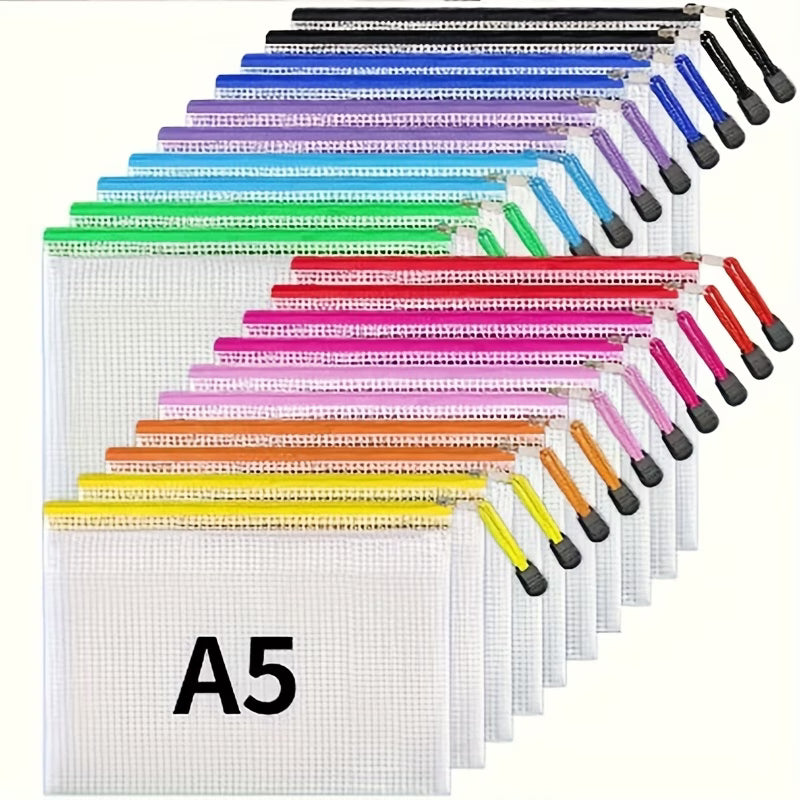 20 Pochettes de rangement outils pédagogiques - Idéal aimants, cartes, jeux... - Format A5 avec code couleur
