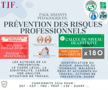 Prévention risques pros  : 180 Aimants ludopédagogiques - Pack 10-en-1