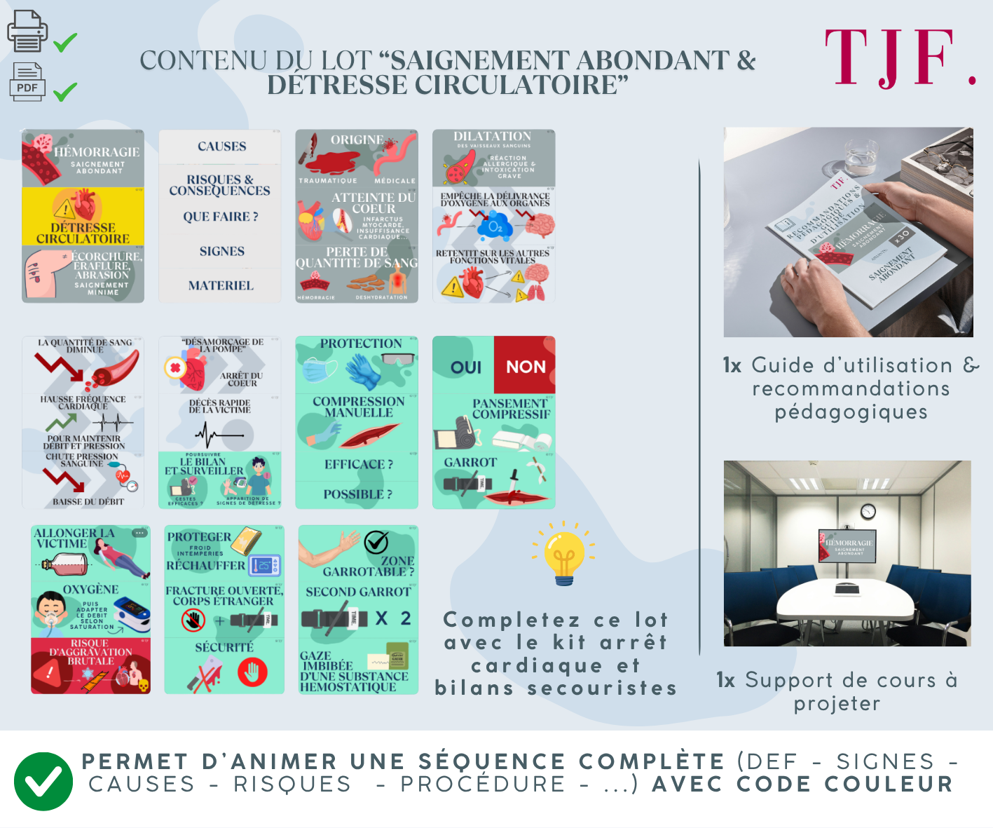Saignement abondant : Lot 30 Aimants ludopédagogiques PSE1 - Détresse circulatoire, hémorragie
