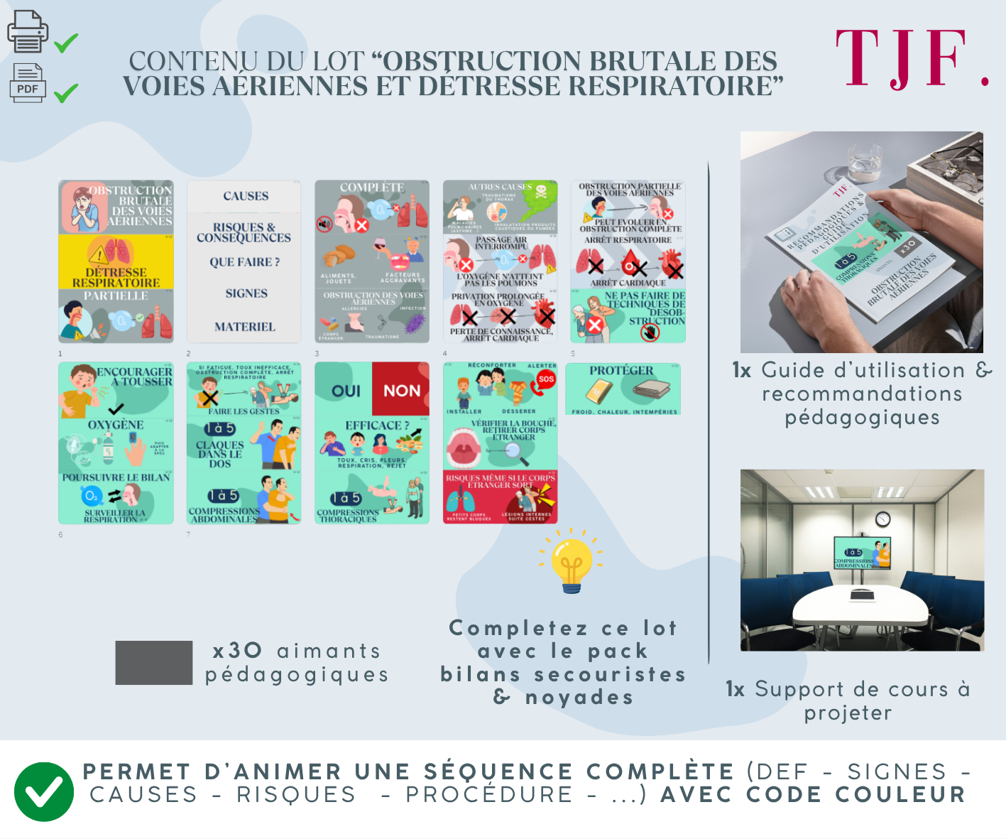 Obstruction des VA: Lot 30 Aimants ludopédagogiques PSE1 - Détresse respiratoire, étouffement